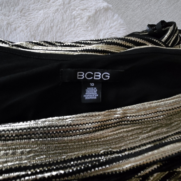 BCBG One-Shoulder Black and Gold Dress - Picture 6 of 7